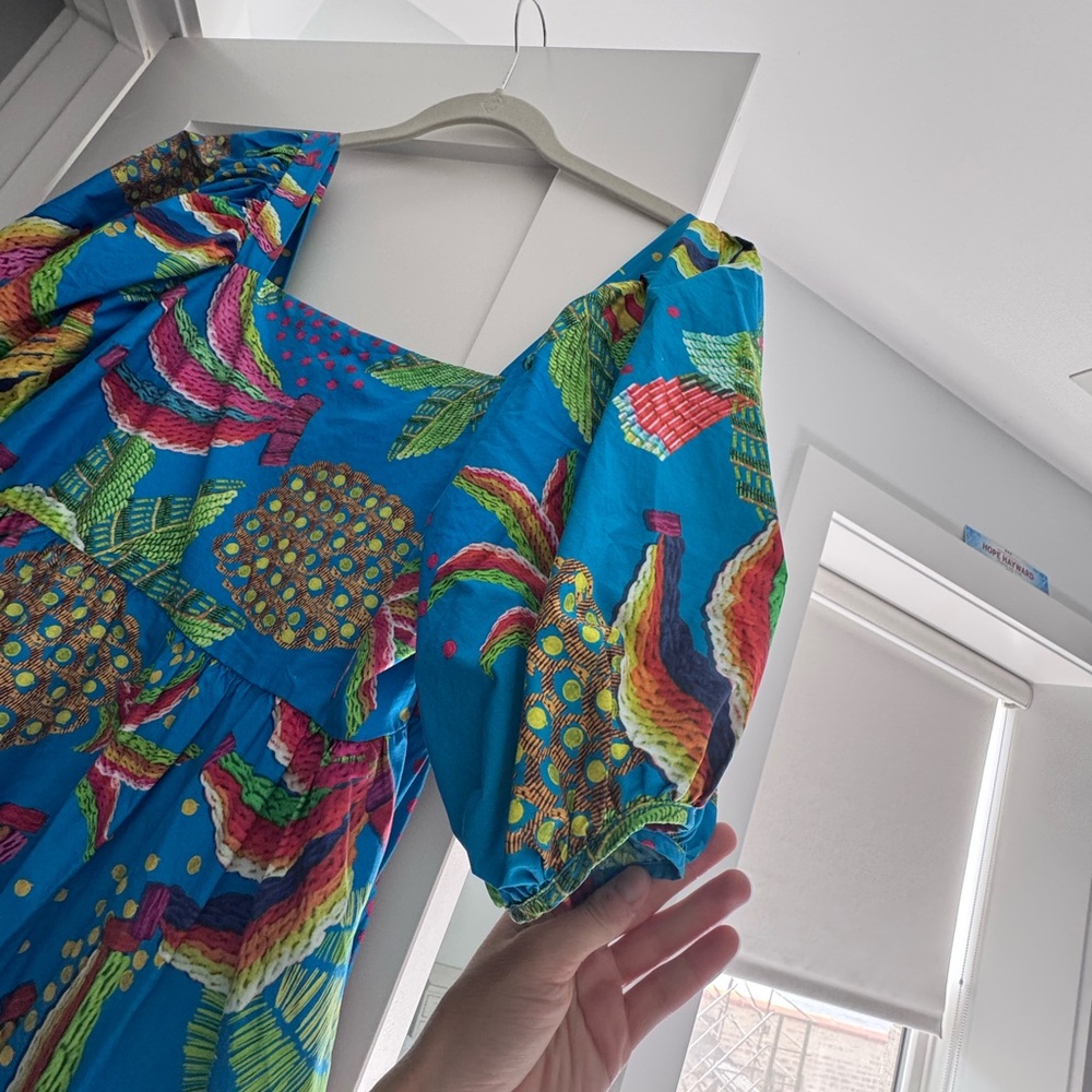 FARM Rio Blue Tropical Print Midi Dress - Picture 7 of 7